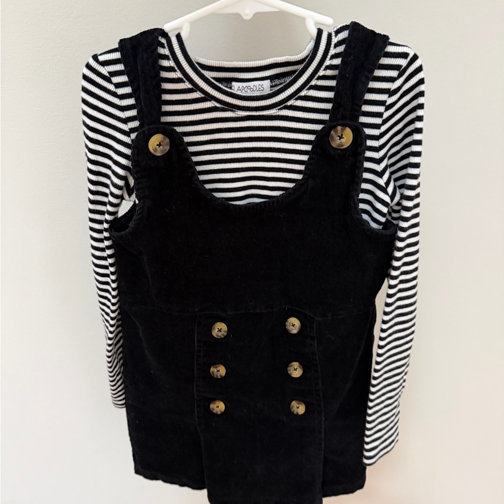 Flapdoodles Black and White Striped Dress